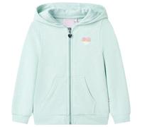 vidaXL Felpa con Cappuccio e Cerniera da Bambina Menta Chiaro Misto 104