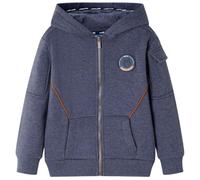 vidaXL Felpa con Cappuccio e Cerniera per Bambini Blu Scuro mélange 104