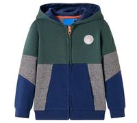 vidaXL Felpa con Cappuccio e Cerniera per Bambini Verde Scuro 92