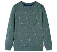 vidaXL Felpa da Bambino Verde Scuro mélange 128