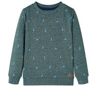 vidaXL Felpa da Bambino Verde Scuro mélange 140
