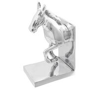 vidaxl Set di 2 fermalibri in alluminio argento - reggilibri da ufficio - leggio a forma di cavallo 11x14x25 cm