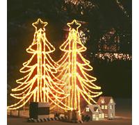 vidaXL Figura Albero Natale Pieghevole LED 2pz Bianco Caldo 87x87x93cm