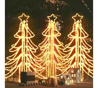 vidaXL Figura Albero Natale Pieghevole LED 3pz Bianco Caldo 87x87x93cm