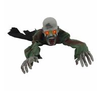 vidaXL Figura di Halloween Zombie Strisciante Verde in Tessuto per Interni. Fatto in Poliestere, Misura 112 x 25,5 x 21,5 cm. Si Attiva con sensore di Suono e Movimento