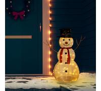 vidaXL Figura Natalizia Pupazzo di Neve a LED Tessuto Pregiato 90 cm