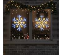 vidaXL Fiocco di Neve di Natale Bianco Caldo 56 x 49 x 0,7 cm PVC, Salotto, Decorazioni Natalizie Moderne, luci LED Colorate, Ornamento da Interno, Illuminazione da Giardino