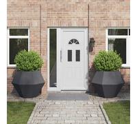 vidaXL Fioriera 2 PCS Antracite 100 x 100 x 80 cm Acciaio, Giardino e terrazza, Vaso Outdoor Resistente, Contenitore Rettangolare per Erbe, Ottima Decorazione