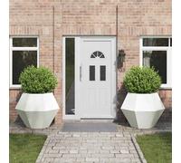 vidaXL Fioriera 2 PCS Bianco 100 x 100 x 80 cm Acciaio, Giardino e terrazza, Vaso Outdoor Resistente, Contenitore Rettangolare per Erbe, Ottima Decorazione