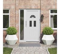 vidaXL Fioriera 2 PCS Bianco 75 x 75 x 60 cm Acciaio, Giardino e terrazza, Vaso Outdoor Resistente, Contenitore Rettangolare per Erbe, Ottima Decorazione