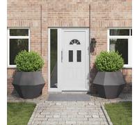 vidaXL Fioriera 2 PCS Nero 100 x 100 x 80 cm Acciaio, Giardino e terrazza, Vaso Outdoor Resistente, Contenitore Rettangolare per Erbe, Ottima Decorazione