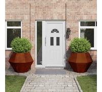 vidaXL Fioriera 2 PCS Ruggine 100 x 100 x 80 cm Vaso Outdoor Rettangolare per Giardino e Terrazza