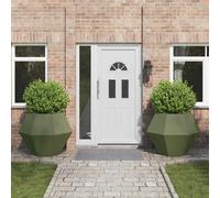 vidaXL Fioriera 2 pcs Verde oliva 100 x 100 x 80 cm Acciaio