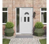 vidaXL Fioriera 2 PCS Verde Oliva 75 x 75 x 60 cm Acciaio, Giardino e terrazza, Vaso Outdoor Resistente, Contenitore Rettangolare per Erbe, Ottima Decorazione