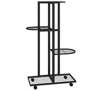 vidaXL Fioriera a 4 Piani con Ruote 44x23x80 cm Ferro Nero