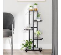 vidaXL Fioriera a 5 Piani con Ruote 44x23x100 cm Ferro Nero