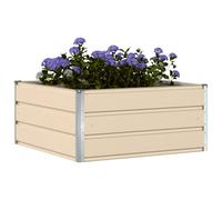 vidaXL Fioriera Avorio 100 x 100 x 45 cm Acciaio, Soluzioni per Giardini e terrazze, Design Moderno, Materiali Resistenti, migliora Gli spazi Esterni, scopri opzioni stilose