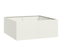 vidaXL Fioriera Bianca 100x100x40 cm in Acciaio, Vaso per Piante, Supporto per Piante, Letto rialzato, Supporto per fioriera, Vassoio per Piante