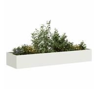 vidaXL Fioriera Bianca 280x80x40 cm in Acciaio, Vaso per Piante, Supporto per Piante, Letto rialzato, Supporto per fioriera, Vassoio per Piante