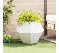 vidaXL Fioriera Bianco 100 x 100 x 80 cm Acciaio, Giardino e terrazza, Vaso Outdoor Resistente, Contenitore Rettangolare per Erbe, Ottima Decorazione