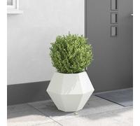 vidaXL Fioriera Bianco 50 x 50 x 40 cm Acciaio, Giardino e terrazza, Vaso Outdoor Resistente, Contenitore Rettangolare per Erbe, Ottima Decorazione