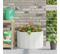 vidaXL Fioriera Bianco 60 x 30 x 35 cm Acciaio, Vaso da Giardino, Supporto in Acciaio, Decorativo per Esterni, Contenitore Robusto, Accento in Serra