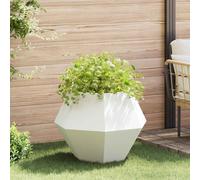vidaXL Fioriera Bianco 75 x 75 x 60 cm Acciaio, Giardino e terrazza, Vaso Outdoor Resistente, Contenitore Rettangolare per Erbe, Ottima Decorazione