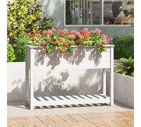 vidaXL Fioriera con Mensola Bianca 111,5x34,5x81cm Legno Massello Pino