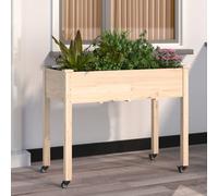 vidaXL Fioriera con Ruote e Fodera 118x59x80cm Legno Massello di Abete