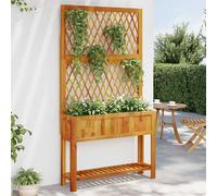 vidaXL Fioriera con Traliccio e Ripiano 100x32x185 cm Legno Acacia