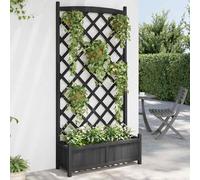 vidaXL Fioriera con Traliccio Nera in Legno Massello di Abete