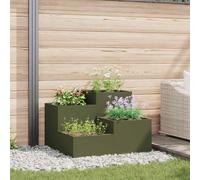 vidaXL Fioriera da Giardino 100x100x60 cm Verde Oliva in Acciaio