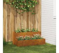 vidaXL Fioriera da giardino in acciaio corten, finitura resistente alle intemperie, 100 x 60 x 45 cm, per uso esterno/veranda, elegante design rettangolare rustico