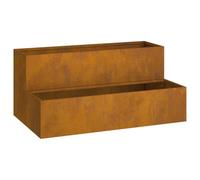 vidaXL Fioriera da giardino in acciaio corten, finitura resistente alle intemperie, 100 x 60 x 45 cm, per uso esterno/veranda, elegante design rettangolare rustico