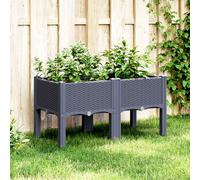 vidaXL Fioriera da Giardino con Gambe Grigio Blu 80x40x42 cm in PP