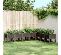 vidaXL Fioriera da Giardino con Gambe Marrone 200x160x42 cm in PP