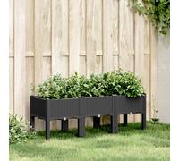 vidaXL Fioriera da Giardino con Gambe Nera 120x40x42 cm in PP