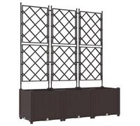 vidaXL Fioriera da Giardino con Grata 3 pz Marrone 120x40x143 cm