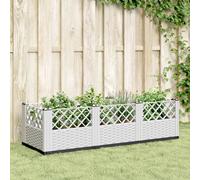 vidaXL Fioriera da Giardino con Picchetti Bianca 123,5x43,5x43,5 cm PP