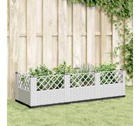 vidaXL Fioriera da Giardino con Picchetti Bianca 123,5x43,5x43,5 cm PP