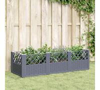vidaXL Fioriera da Giardino con Picchetti Grigia 123,5x43,5x43,5 cm PP
