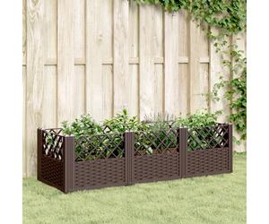 vidaXL Fioriera da Giardino con Picchetti Marrone 123,5x43,5x43,5cm PP
