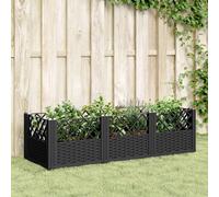 vidaXL Fioriera da Giardino con Picchetti Nera 123,5x43,5x43,5 cm PP