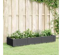 vidaXL Fioriera da Giardino con Picchetti Nera 125x40x28,5 cm PP