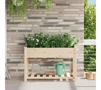 vidaXL Fioriera in legno naturale per balcone 115 cm x 59 cm in legno massello con drenaggio interno esterno stile minimalista decorativo giardino rettangolare