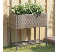 Fioriera da Giardino con Ripiano Grigia in Polyrattan