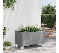 vidaXL Fioriera da Giardino con Ruote Grigio Chiaro 80x50x54 cm in PP