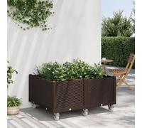 vidaXL Fioriera da Giardino con Ruote Marrone 100x80x54 cm in PP