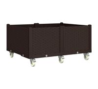 vidaXL Fioriera da Giardino con Ruote Marrone 100x80x54 cm in PP