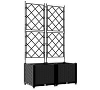 vidaXL Fioriera da Giardino Verticale Con Traliccio Per Uso Interno Esterno | Fioriere Sintetiche Eleganti Perfette per Balconi Design Nero Texturizzato Salvaspazio Piante Rampicanti 80 X 40 143 cm Pl